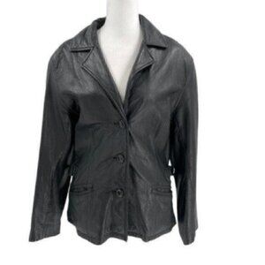 Vintage Jones New York Short Leather Jacket Coat Lined Black size Small
